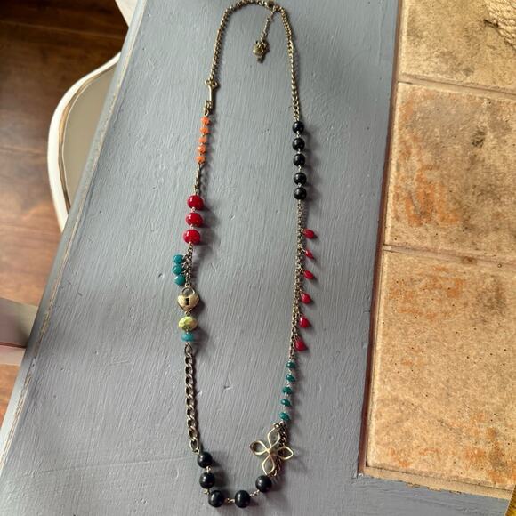 Fossil Lock & Key Beaded Long Necklace - Picture 5 of 8